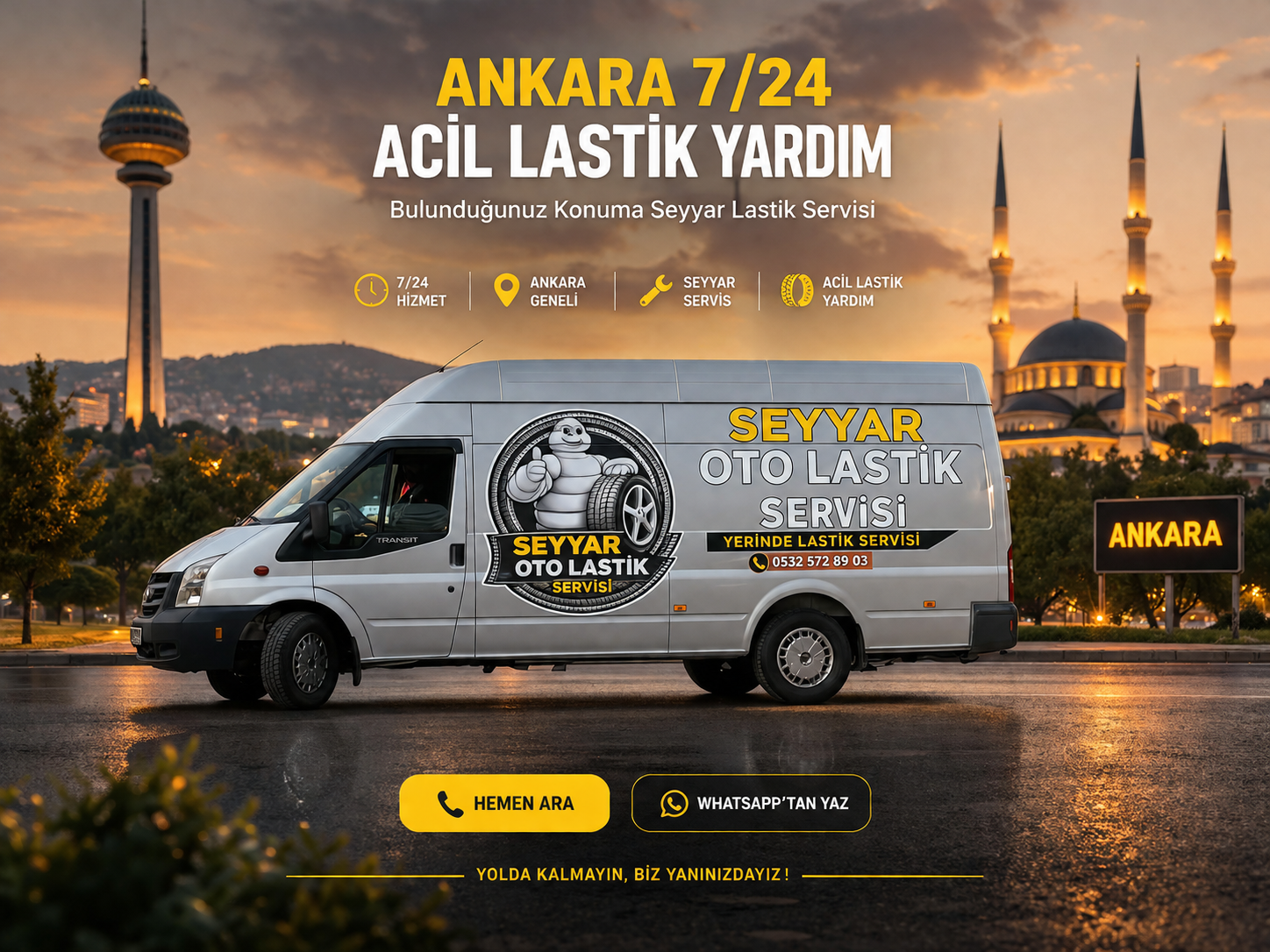 Ankara 7/24 acil lastik yardım seyyar oto lastik servisi